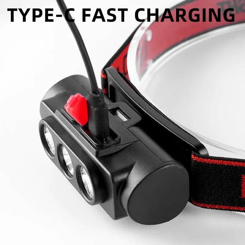 ضوء استشعار قوي لمسافات طويلة ، شحن USB ، محمول ، مثبت على الرأس ، في الهواء الطلق ، تشغيل ليلي ، صيد الأسماك