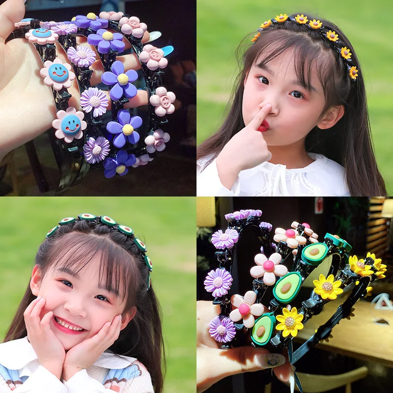 Cute Flower Headbands for Girls Children Handmade Strawberry Bang Hair Clips Hairbands Birthday Gifts Headwear Hair Accessories