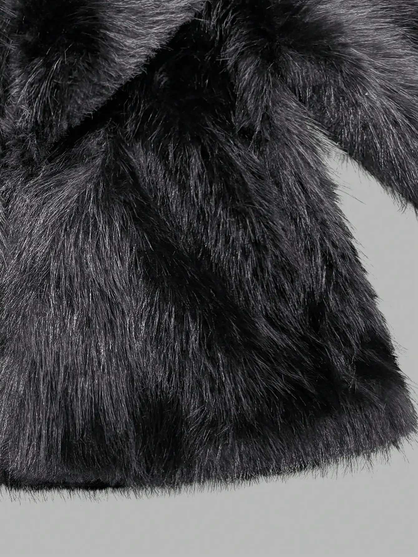 Korte damesjas van imitatiebont, winterwarm, pluizig zwart bontjack, casual losse bovenkleding