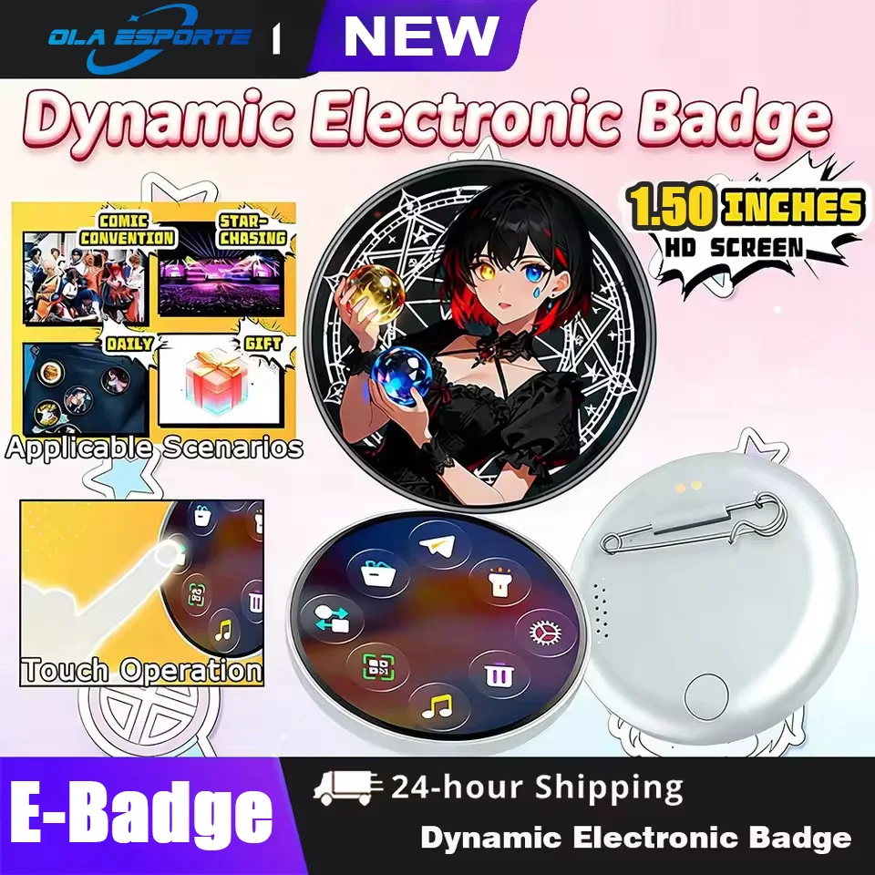 Electronic Display Badge Bar Bluetooth Smart Cyber Badge 1.50 Inch Hd Touch Screen Images, Gifs Text Short Videos Display BW01