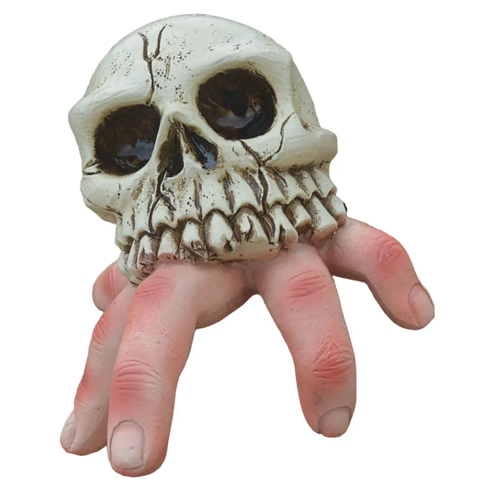 

1pc Resin Skull Heads Decorative Halloween Skulls Simulated Desk Ornaments Creepy Style Bedroom BarHaunted House Decorations