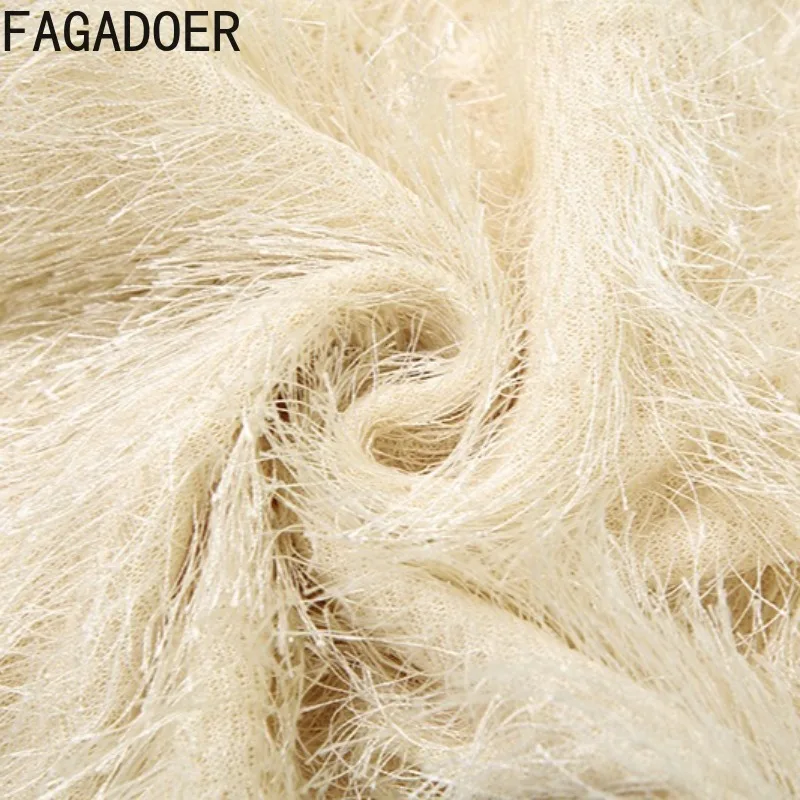 FAGADOER Autumn New Sexy Tassel Patchwork Bodycon Pants for Women Solid Color High Waist Pants Female Streetwear Bottoms 2025