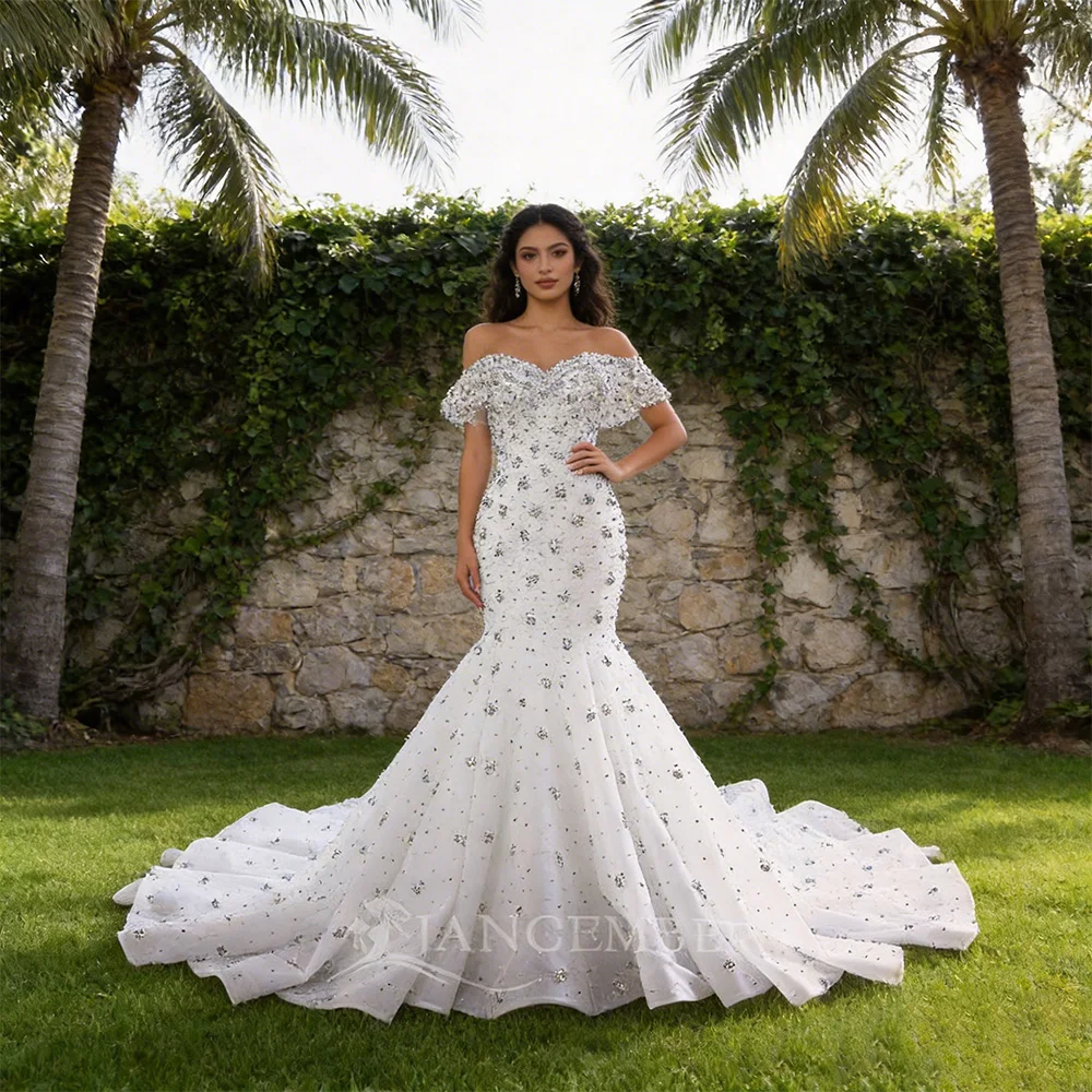 

Свадебное платье-русалка из атласа с короткими рукавами, в стиле принцессы, сказочное бальное платье, индивидуальный пошив, vestidos de novia boda