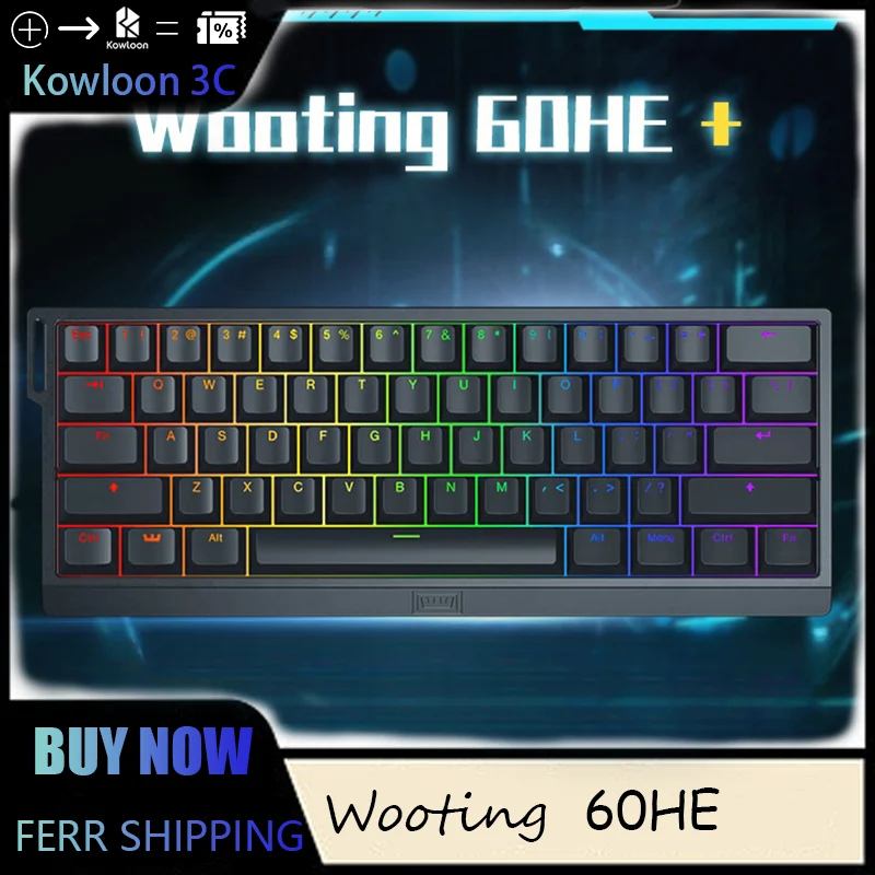 Wooting 60He 80He Mechanical Keyboard Magnetic Switch 8000Hz Customized 8KHz 0.125Ms Hot Swapping Led Light Bar RGB Portability