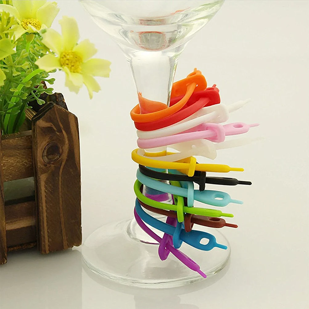 

12pcs Silicone Strip Tags Wine Glass Drink Marker Beer Mug Identifier Party Home Wedding Bar Label Fun Dinning Accessory For