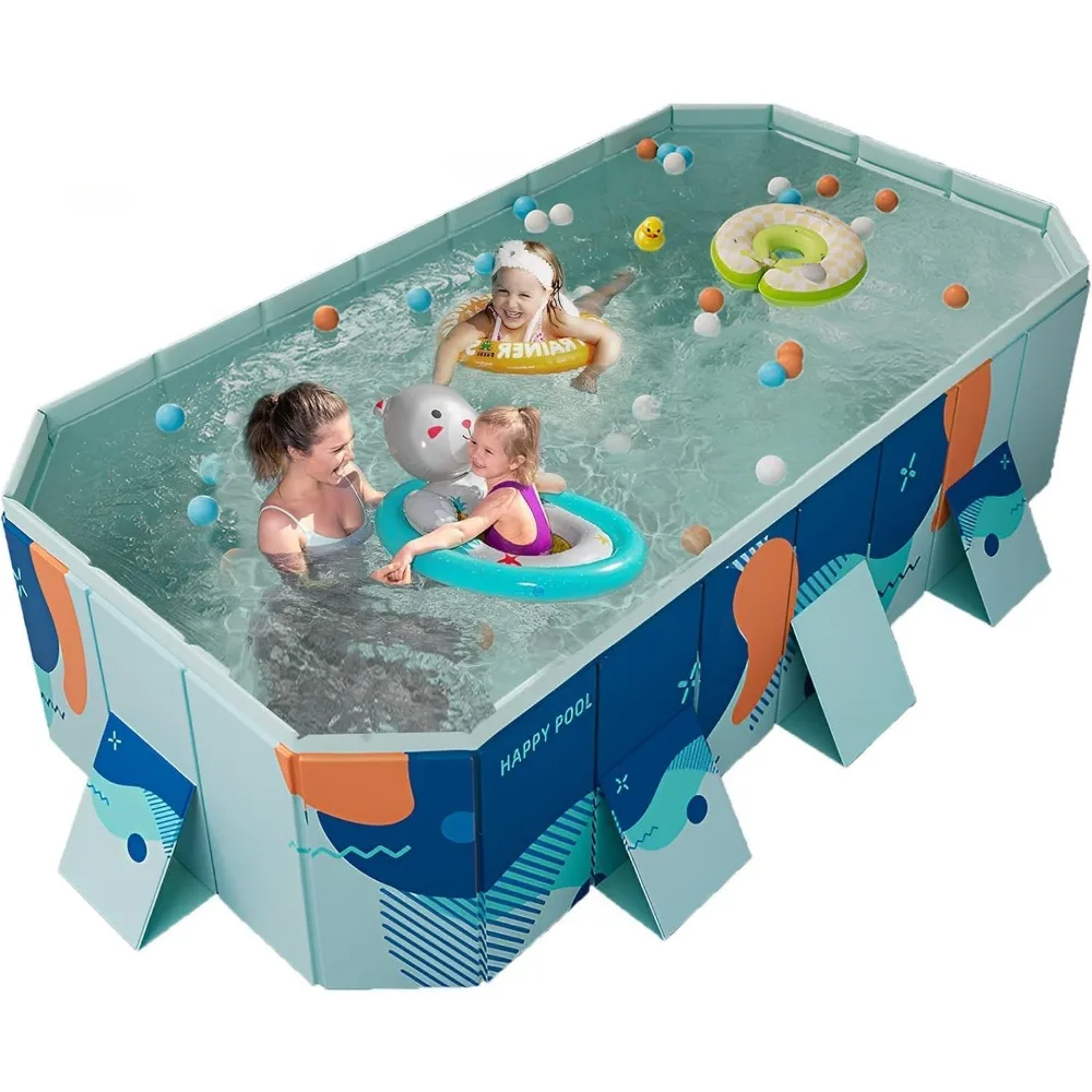 

Foldable Non-Inflatable Outdoor Swimming Pool for Kids and Adults - Hard Plastic Shell, Kid Pool for Backyard Dog Pools