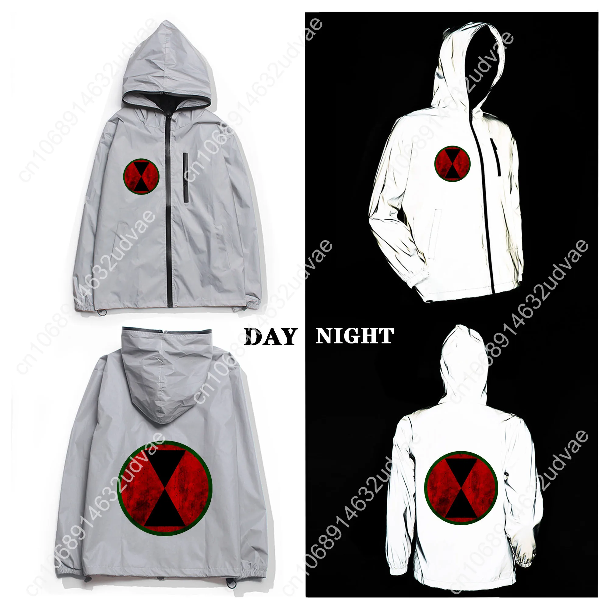 7th Infantry Division 반사 재킷 남성 여성 코트 후드 윈드브레이커 런닝 포켓 재킷 지퍼 맞춤형 후디