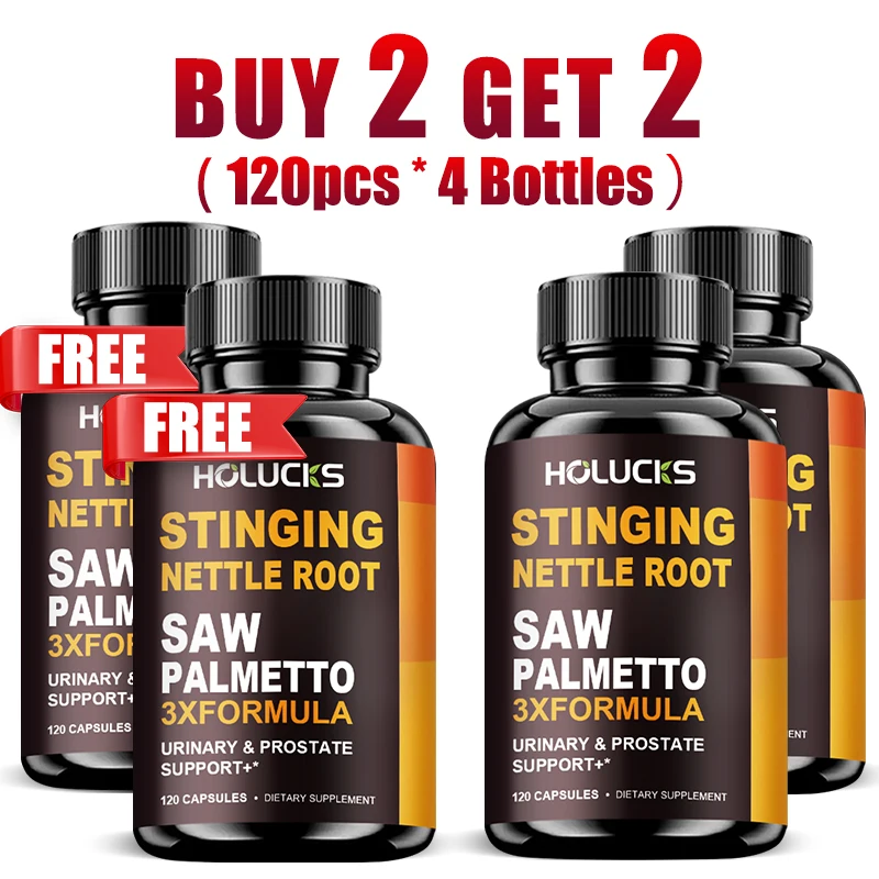 

HOLUCKS Saw Palmetto & Stinging Nettle Root Supplement - 3X Formula with Pumpkin Seed, Support Prostate & Urinary Tract Health