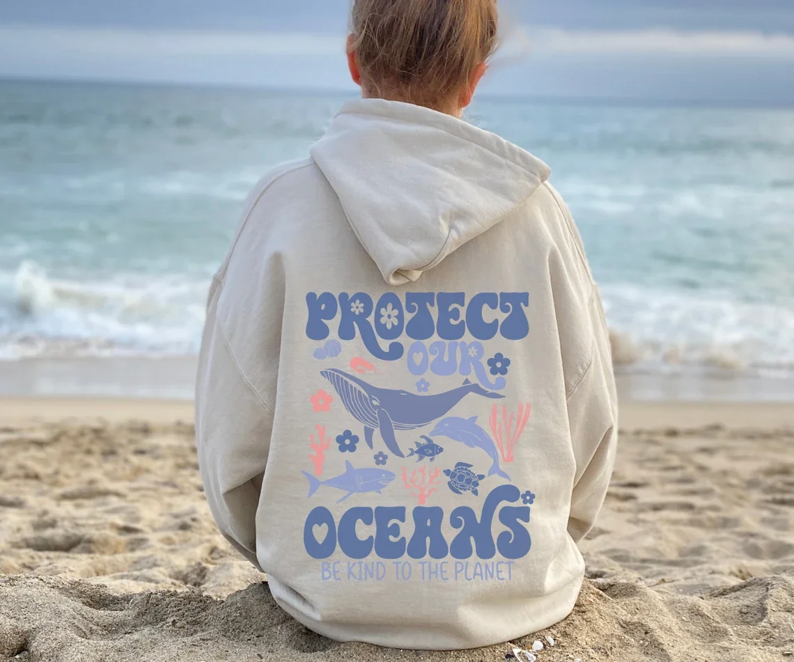 

Wave Riders Surfing Hoodie Protect Our Oceans,Save Our Ocean Trendy Sweatshirts Preppy Aesthetic Gifts Women Pullover