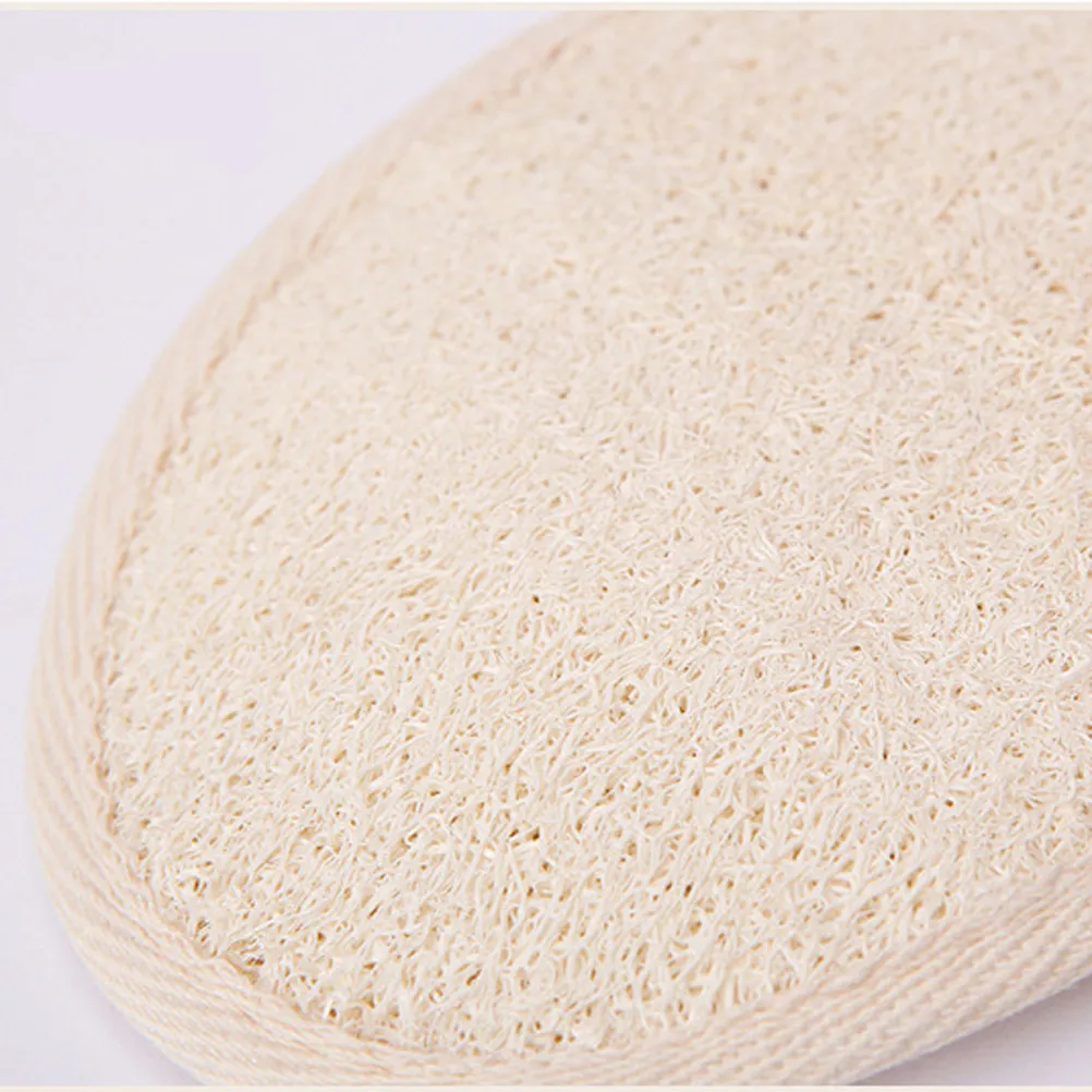 6Pcs Exfoliating Loofah Sponge Pads Natural Loofah Bath Glove Style Scrubber with Elastic Band Deep Cleansing Horniness Removal