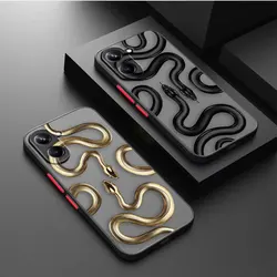 Fashion Gold Purple Black Snake Matte Phone Case for OPPO Realme 11 10 9 9I 8 8I 7 7I 6 5 FIND X3 X5 PRO 4G 5G Case Funda Shell