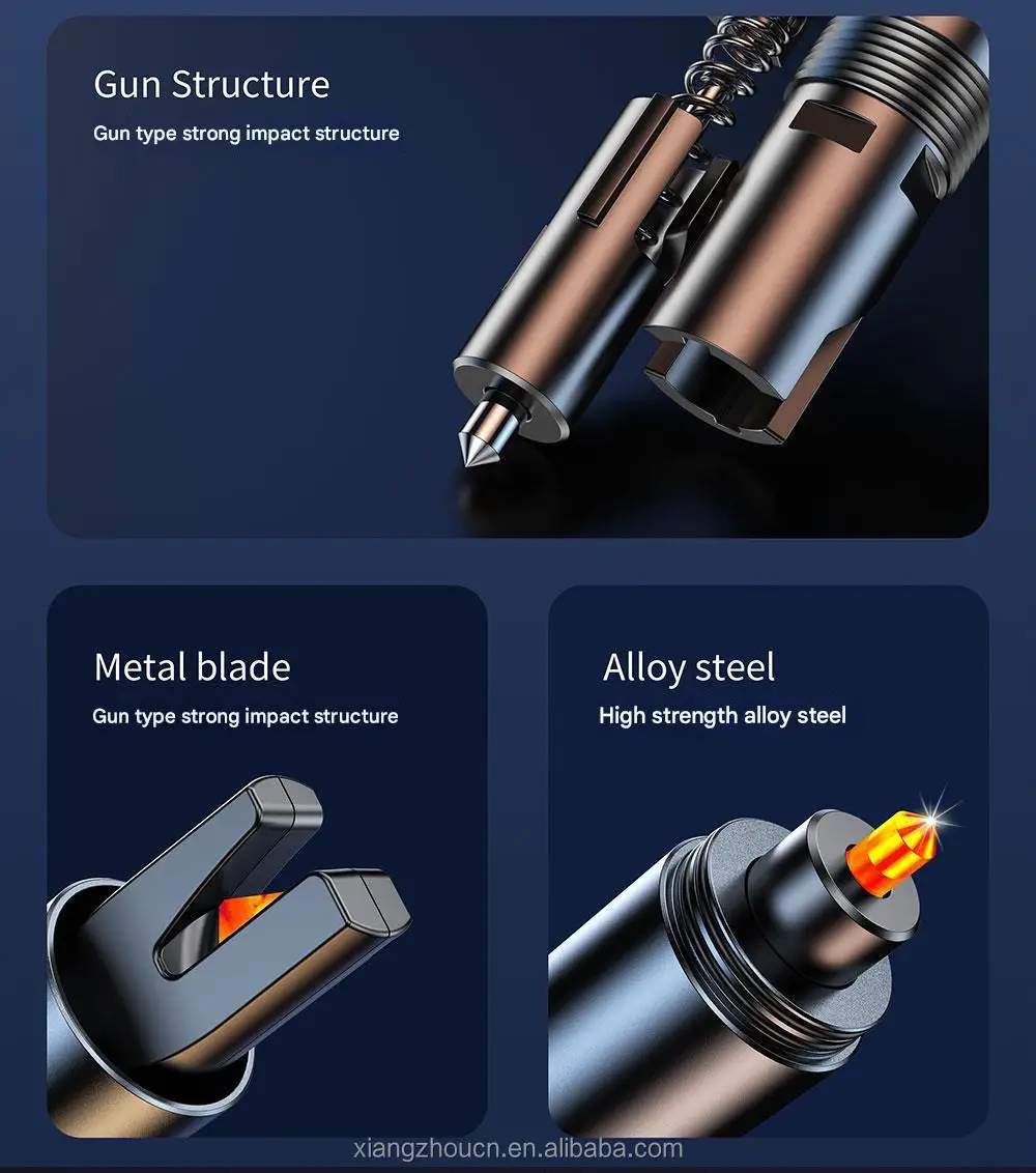 Martello di sicurezza per auto Taglierina per cintura di sicurezza Interruttore per finestre multifunzionale in acciaio inossidabile Mini martello di sicurezza per auto di emergenza portatile