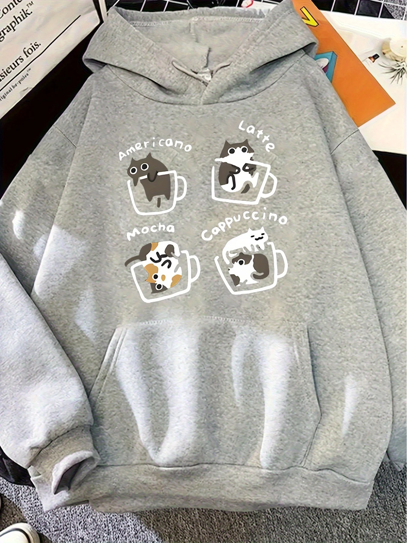 Fun Cat Print Men's Fashionable Casual Outdoor Hooded High-quality Sportswear Suitable for Adults To Run and Exercise