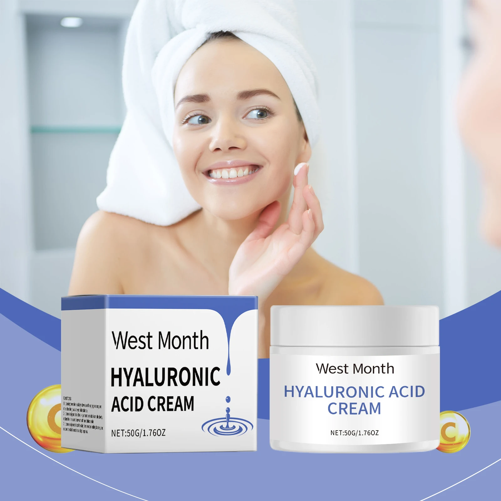 "Hydrating Hyaluronic Acid Cream for Face – Deep Moisturizing & Plumping Anti-Aging Skincare, 1.76 oz"