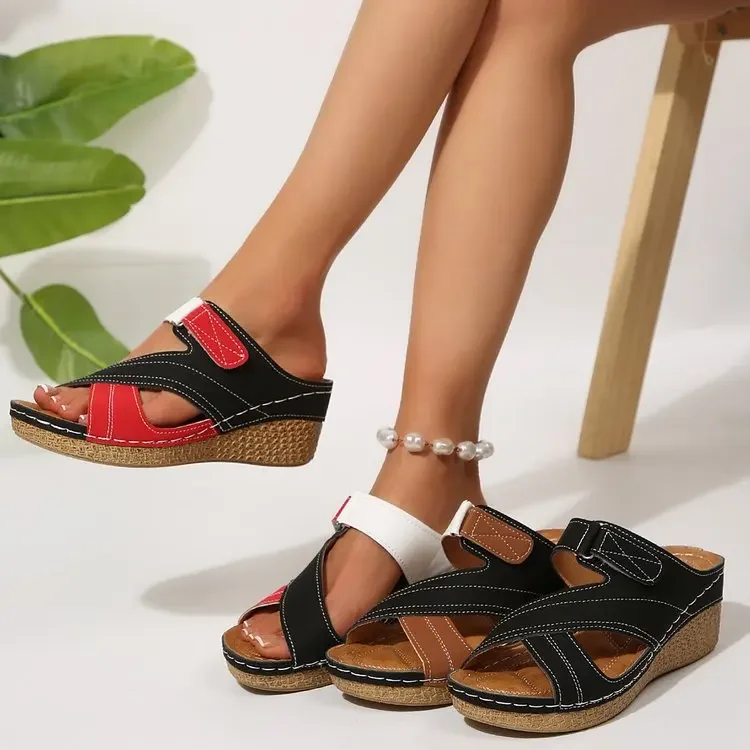 Women's Sandals High Heels Wedges Sandals Women Shoes Summer Sandalias Mujer Mix Color Slippers Heeled Sandals Summer Footwear