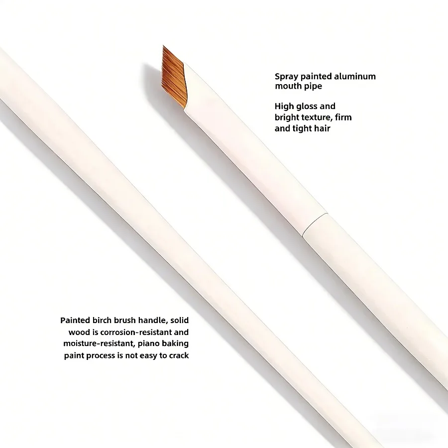 ชุดแปรงแต่งหน้าที่มีความแม่นยำ 3 ชิ้น, อายไลเนอร์แบบใบมีดบางเฉียบและแปรงเขียนคิ้วแบบมุมสำหรับการแต่งหน้ารอบดวงตาอย่างละเอียด, สีขาว