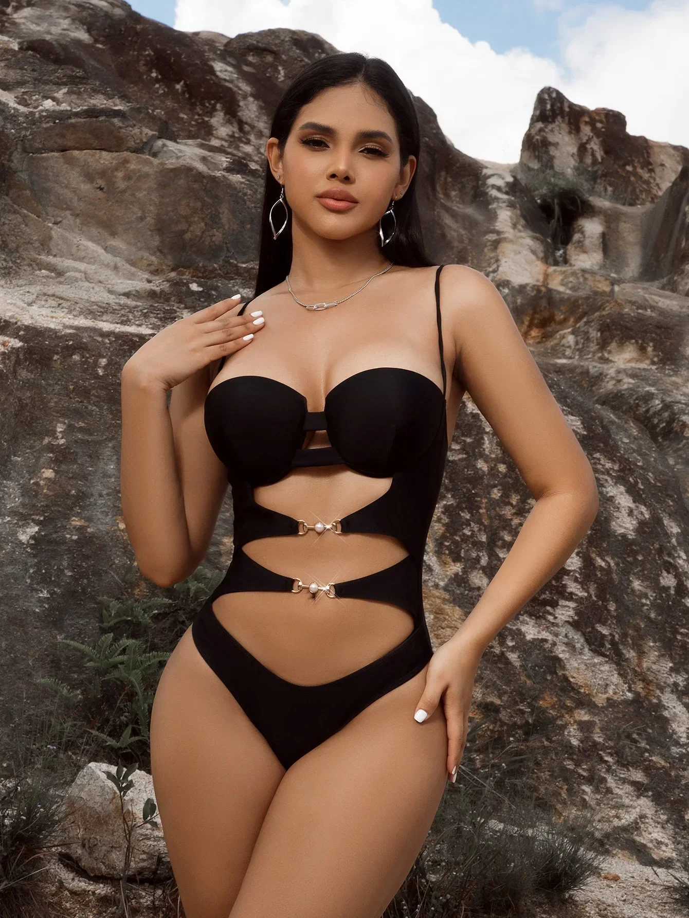Sexy One Piece Swimsuit For Women Cut Out Monokini Push Up Bikinis Women Hollow Out Swimwear Central Linked Bathing Suit Biquini