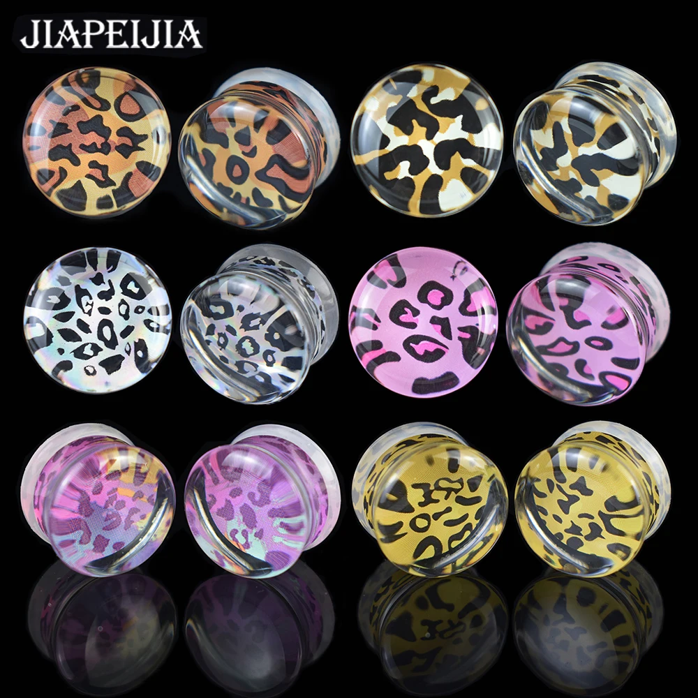 2pcs 6-40mm Sexy Leopard Print Ear Plug Tunnels Gauges Ear Stretcher Expander Body Jewelry for Women Men