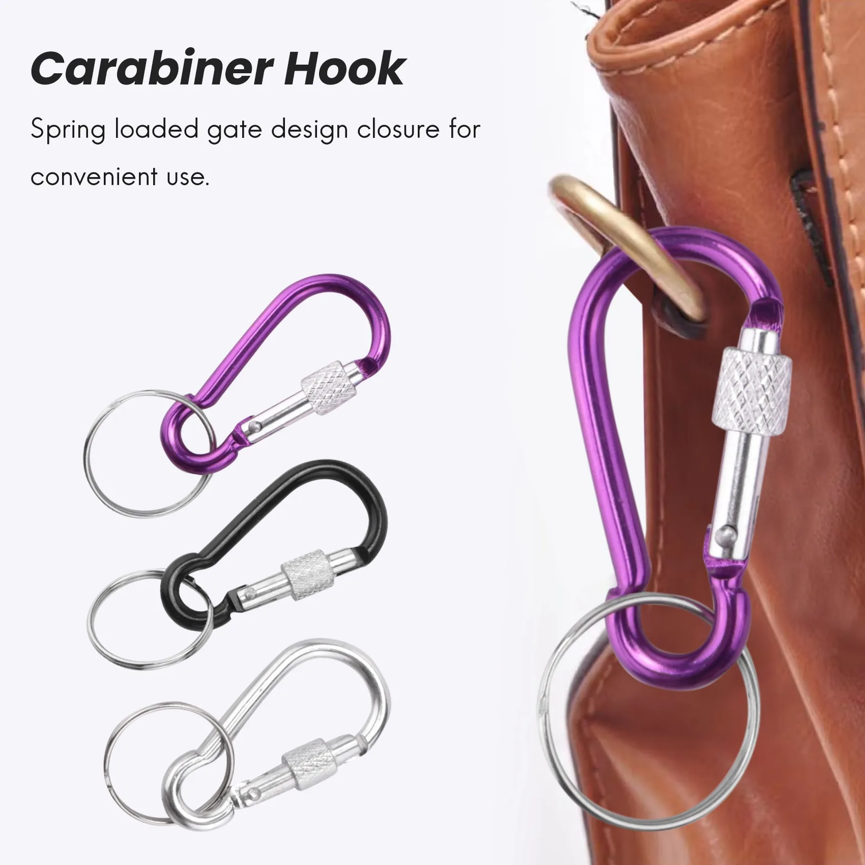 7 Pcs 5# Screw Lock Mini Multicolor Aluminum Carabiner Hook w Keyring