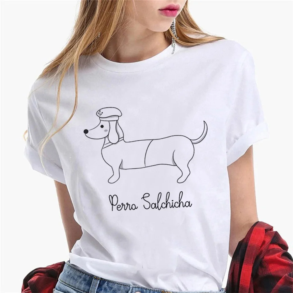 

Perro Salchicha t-shirts women anime top female 2000s Japanese clothing