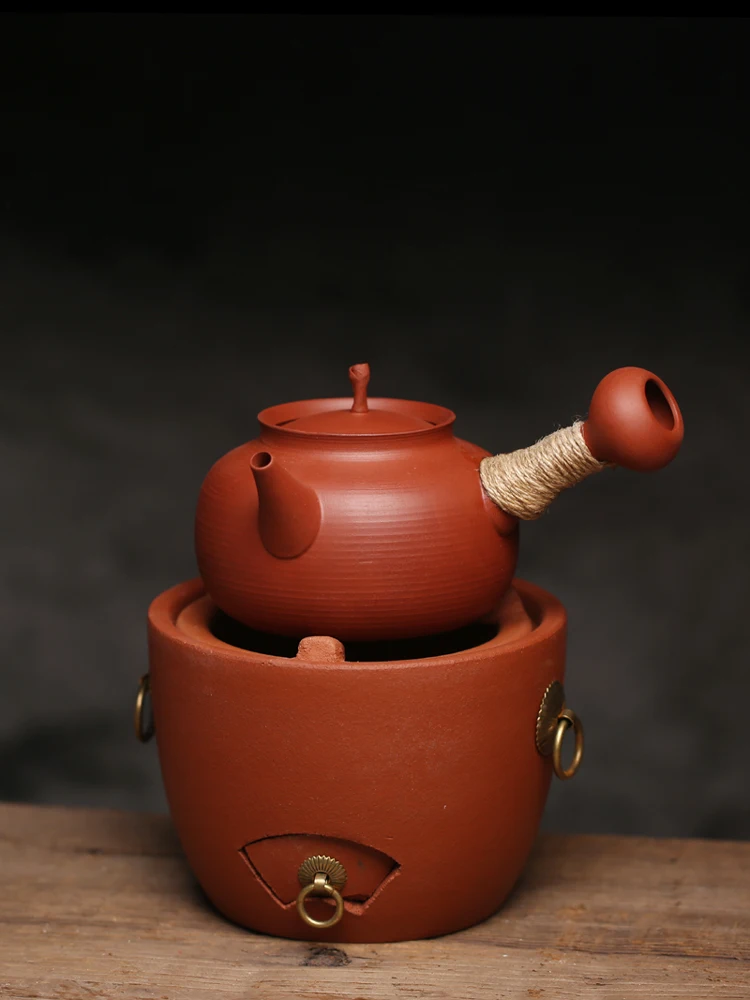 Shantou Red Clay Light Thin Sand Pot Purify Water Small  Lamp Side Handle Tea Pot Heat Resistant Charcoal Stove Electri...
