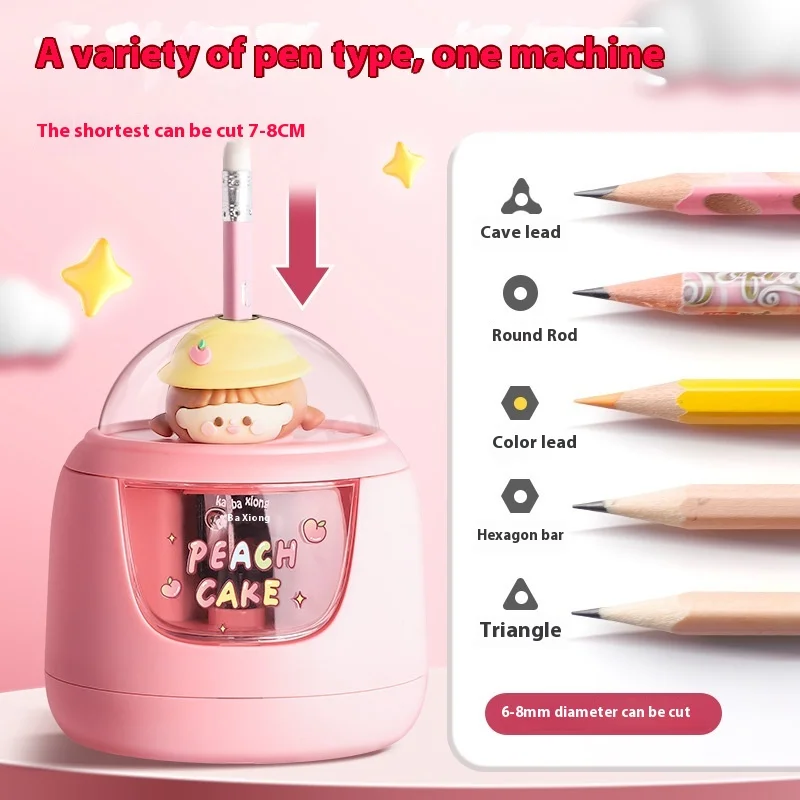 Automatic pencil sharpener Electric pencil sharpener Cartoon cute children Elementary school students Pencil sharpener Artifact