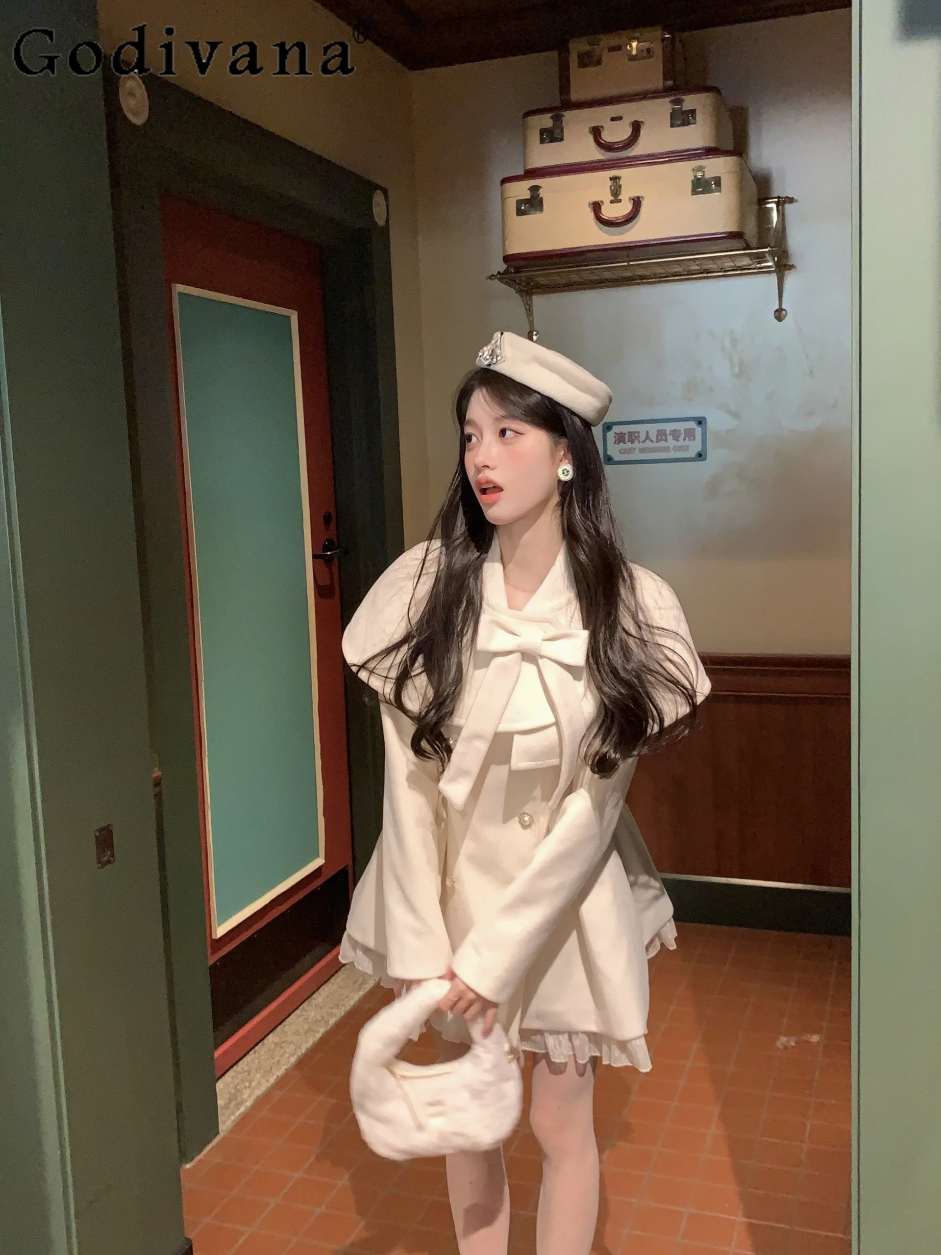 

Mori Girl Japanese Style Original Lolita Cute Gentle Lady Cloak Set Sweet Girl Autumn Winter New Thickened Warm Dress