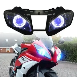 Motorcycle Headlight Assembly Custom HID Angel Devil Eyes LED Headlamp For Yamaha YZF R6 2008-15 Head Light Lamp faro para moto