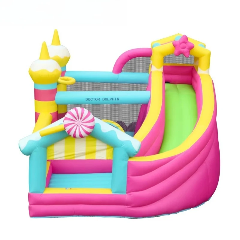 Pastel Candy House Bounce House Climbing Slide 420D+840D Oxford Fabric 3 Person Capacity Easy Setup