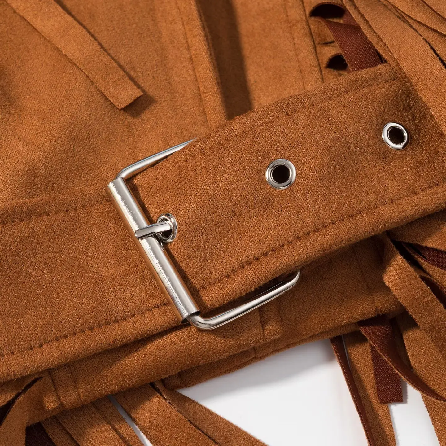 Chaqueta de motociclista de gamuza con borlas de otoño para mujer, abrigo corto de manga larga con cuello vuelto, prendas de vestir exteriores con cremallera de calle para mujer