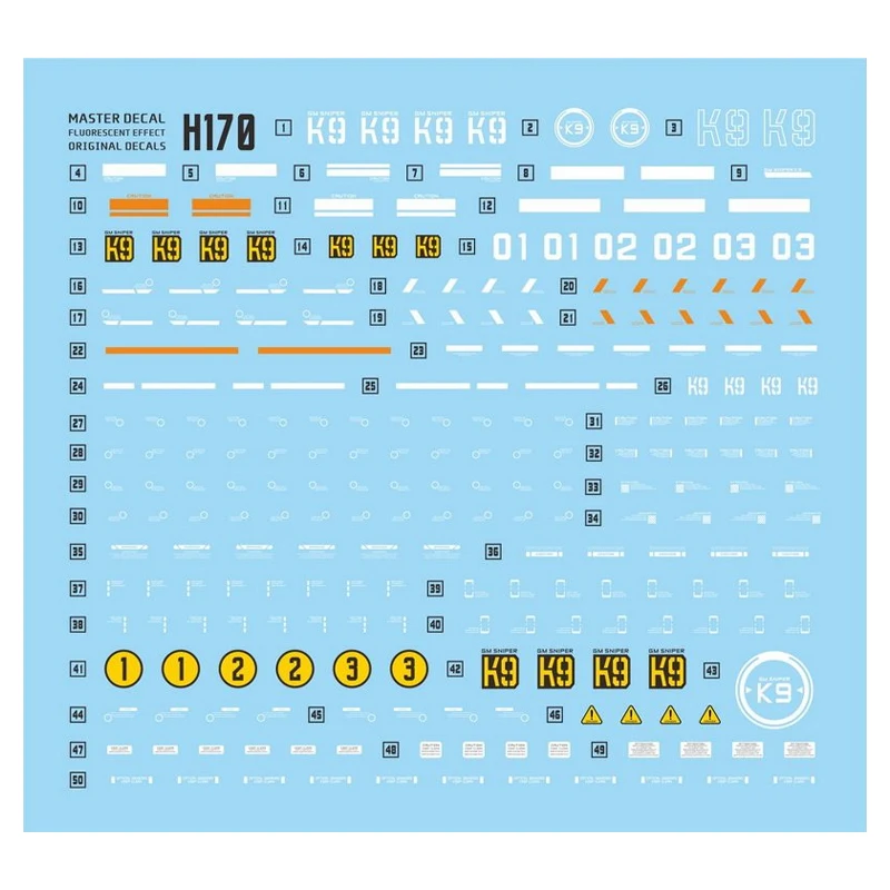 Hot New Master Waterslide Decal High Precision Fluorescent Model Accessories H170 for HGBF 1/144 GM Sniper K9 Diy Model Kit Part view 2