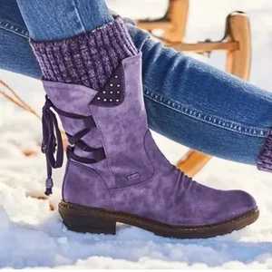 Mulheres inverno meados de bezerro botas de inverno sapatos senhoras moda botas de neve sapatos coxa alta camurça quente botas 2023 10 principais vendas calça legging suede - №8