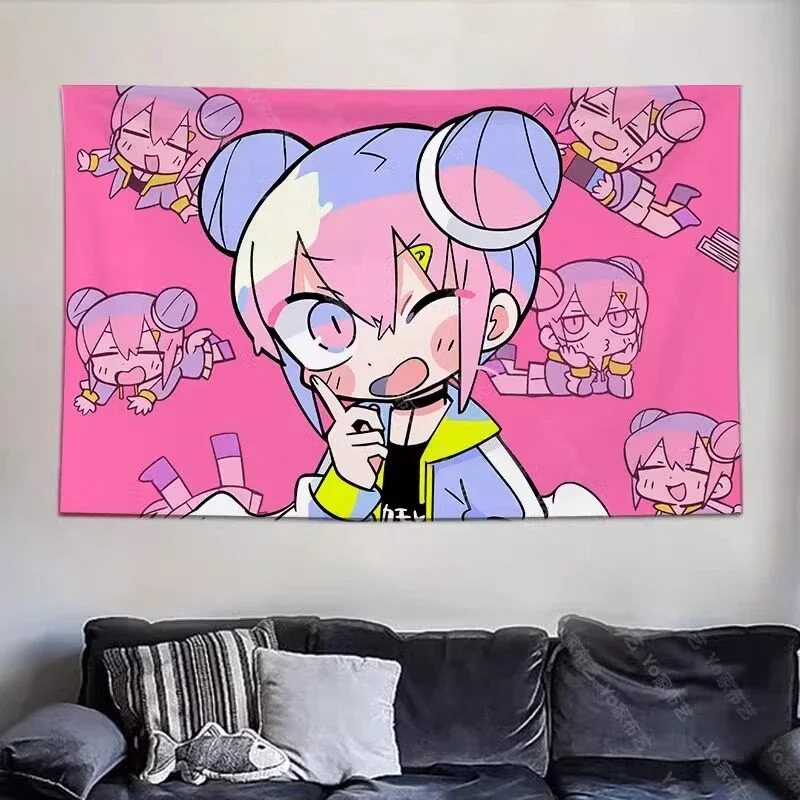VIKAMA Kawaii Chibi Sticker Collage Tapestry Wall Hanging, 6 Designs, Wall Decor for Bedroom Living Room Dorm
