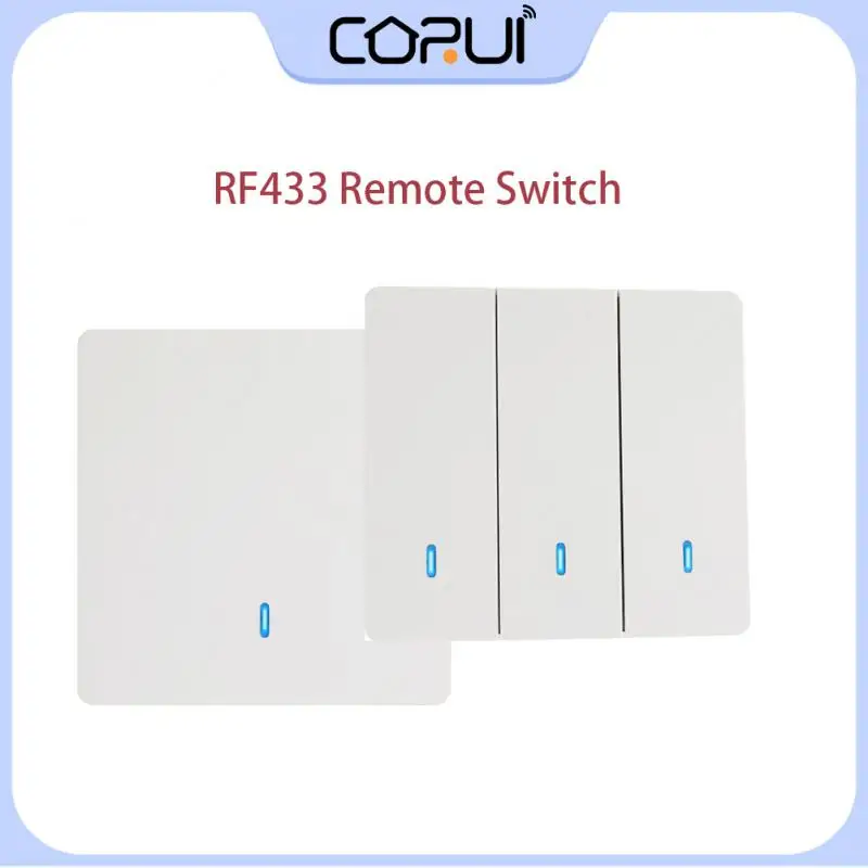 CoRui 10A Mini Smart Switch Light RF 433Mhz Wall Panel Switches With Remote Control Mini Relay Receiver 220V LED Light Lamp Fan