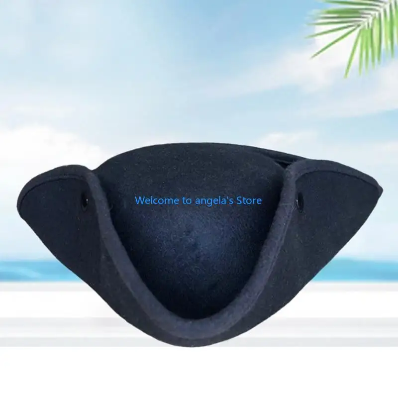 X4YC Stage Show Pirate Hat for Cosplay Party Soft Tricorne Hat Halloween Theme Party Cocked Hat Role Play Pirate Costume Hat