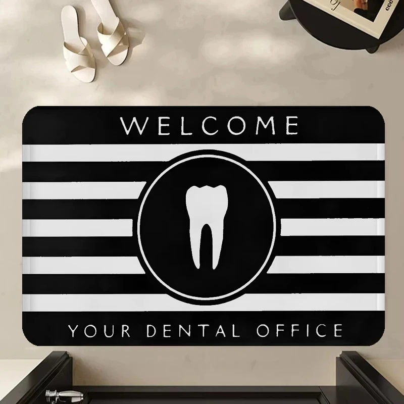 VIKAMA Teeth Protection Doormat, Dental Printed Floor Rug for Multi-Room, Funny Welcome Bathroom Carpet Home Decor