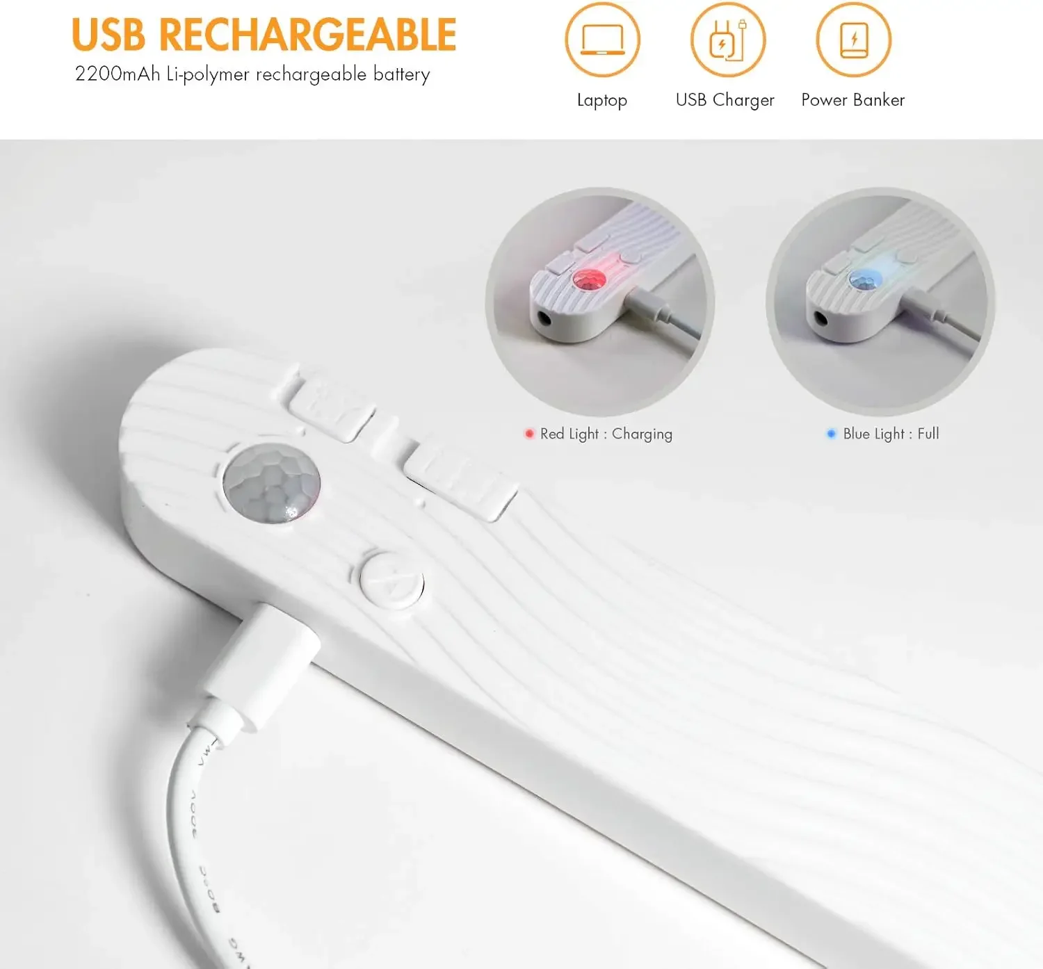 Taśma LED z czujnikiem ruchu XIAOMI, 4M, 3 kolory, lampka nocna, bateria 2000mAh, ładowalna, do pokoju, łóżka, kuchni, szafek.