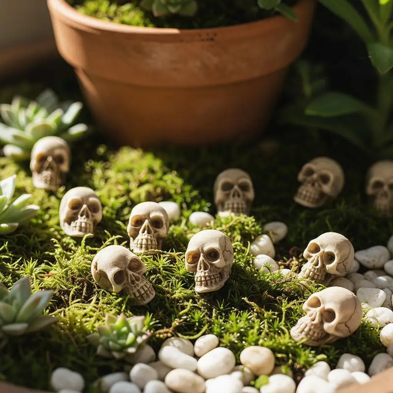 20 Pcs Mini Skull Figures Collectible Creative Halloween Miniature Skeleton Heads for Holiday Party Desktop Decor