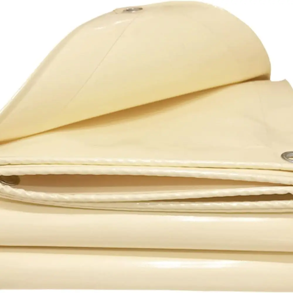 

Waterproof PVC Tarp with Grommets - Cream, 3x4m, Ideal for Roofs, Camping, Outdoors
