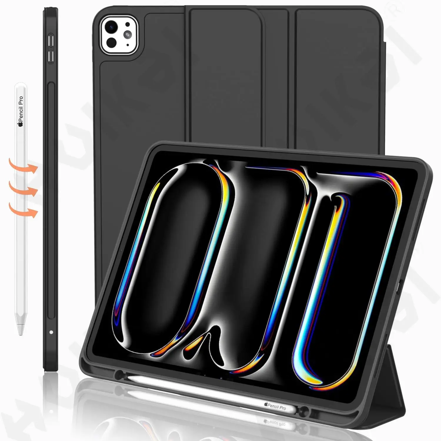 

Case for iPad Pro 11 13 Air 11 13 M5 M4 M3 Mini 2025 with Pen Holder 360 Degree Protective Stand Cover Auto Wake Sleep