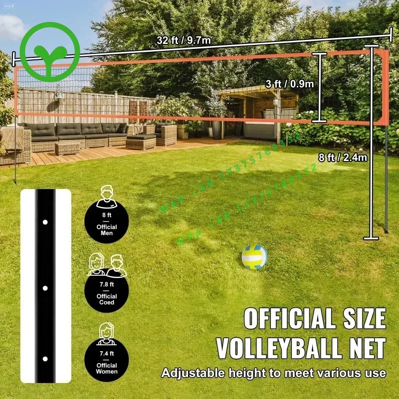 【Popular】Portable Volleyball Set For Backyard Beach With 32ft Professional Volleyball Net Outdoor Volleyball Net