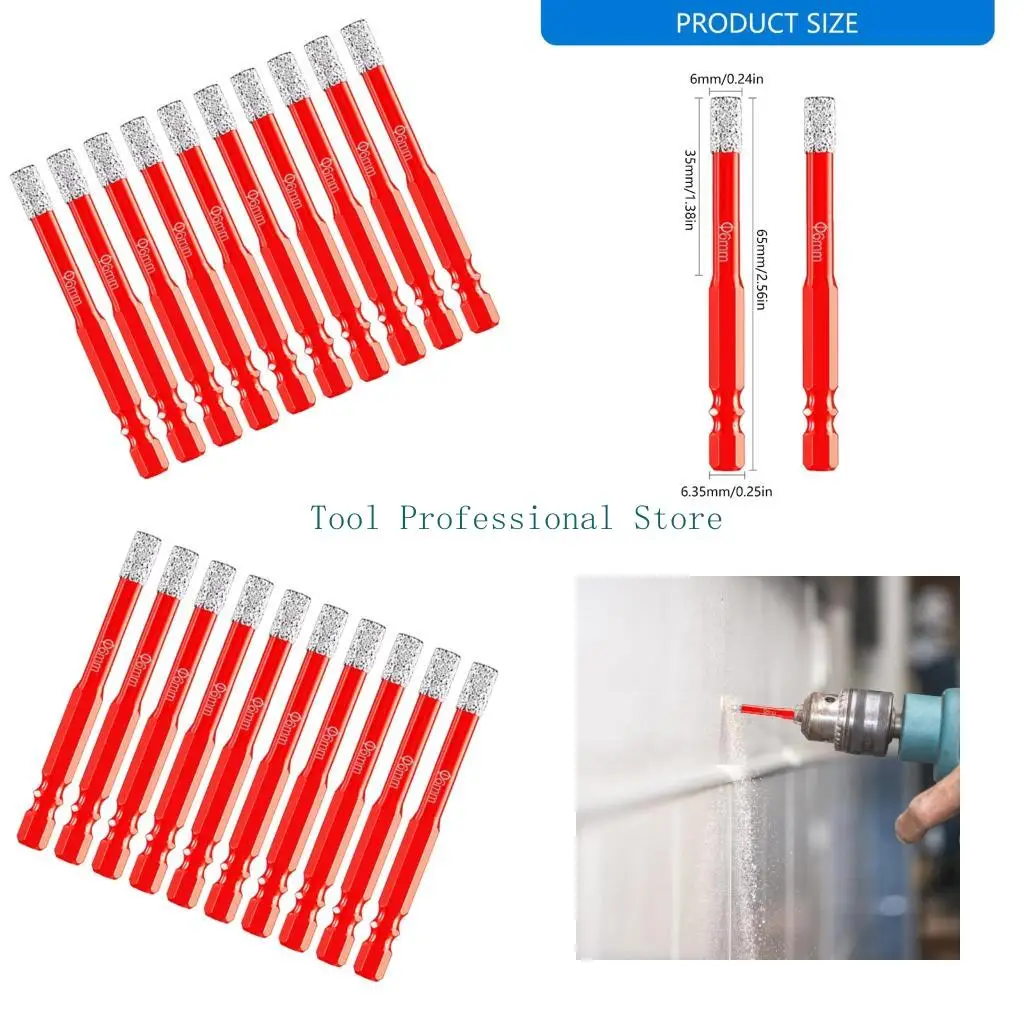 57qf-10-個急速浸透ダイヤモンドドリルビット乾式穴あけ用セラミック大理石花崗岩六角シャンクデザイン