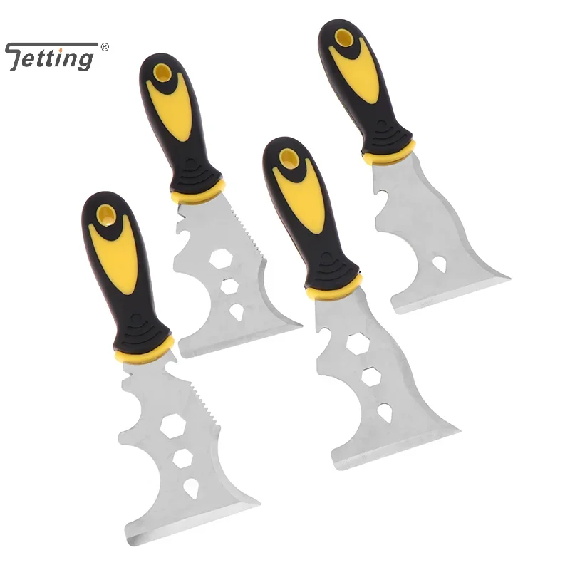 1Pcs Multi Functional Stainless Steel Putty Knife 3-Inch Essential Decoration Tool Dual Color Handle Cleaning Hand Tool