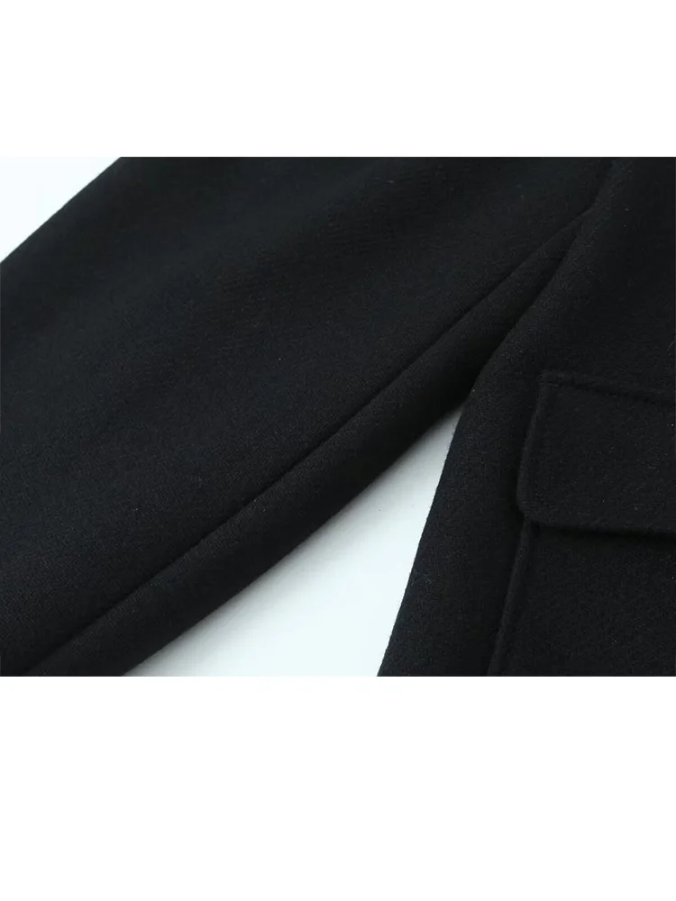 

HH женское модное шерстяное короткое пальто с воротником-стойкой, зимнее женское темпераментное однобортное однобортное пальто с карманами и длинными рукавами