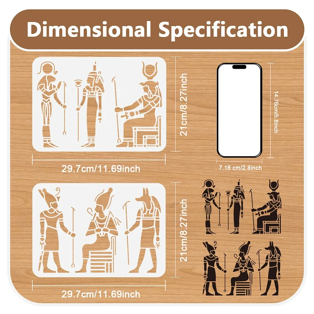 2Pcs 2 Styles PET Hollow Out Drawing Painting Stencils for DIY Scrapbook Photo Album Human 297x210mm 1pc/style