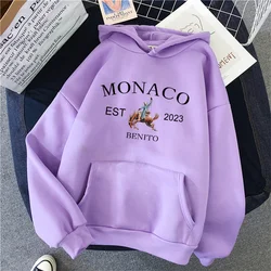 Abbigliamento autunnale Bad Bunny Monaco donna felpa con cappuccio Casual felpe in pile donna donna felpa con cappuccio Hip Hop Pullover Streetwear Unisex