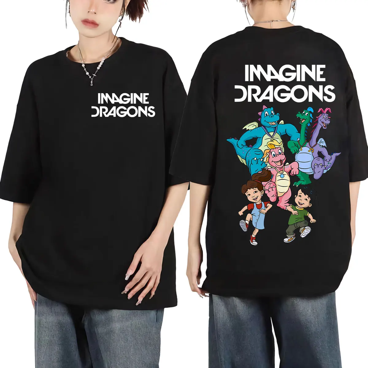 

Limited Imagine Dragons Rock Band Cartoon T-shirt Loom World Tour 2025 Merch T Shirts Men Women High Quality Fashion T-shirts