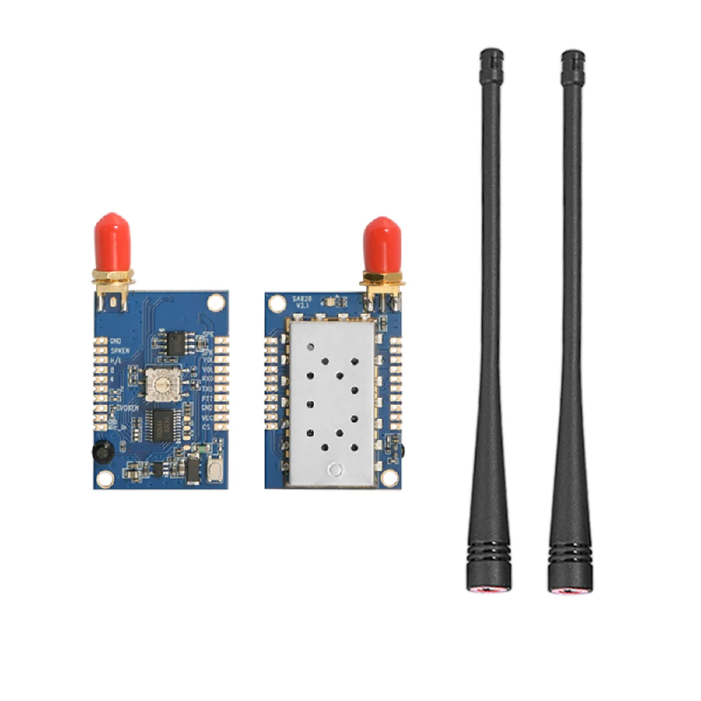 

2PCS SA828 UHF 400~480MHz 3-5km Distance and 1W Outpower Walkie Talkie Module +2PCS Rubber Antennas