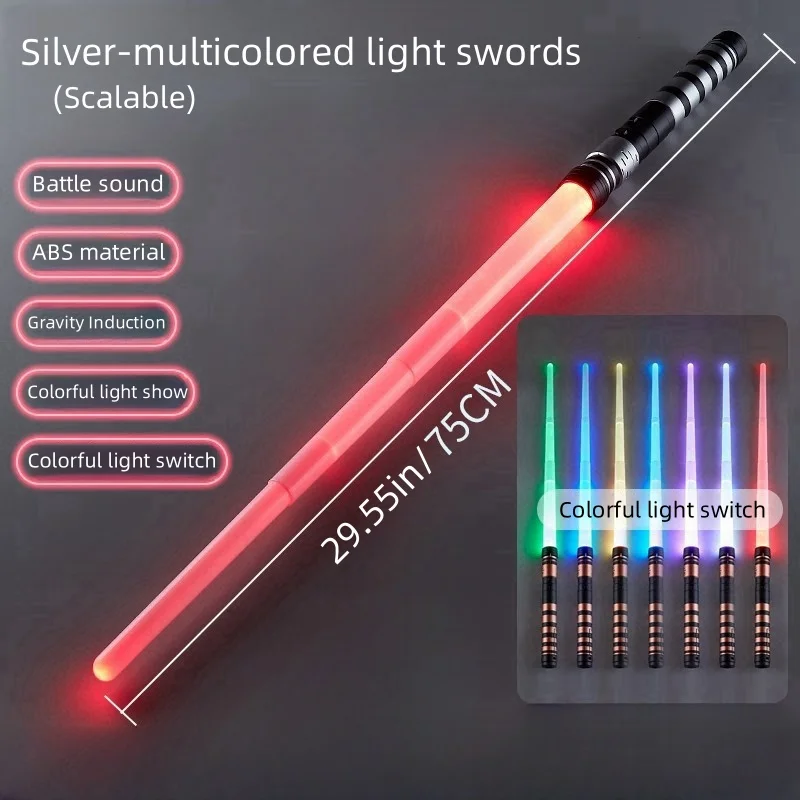 7-farbiges einziehbares Kinder-Lichtschwert mit Sound FX und Lichtshow, 2-in-1-Rollenspielschwert, für Halloween-/Geburtstags-/Weihnachtsgeschenke
