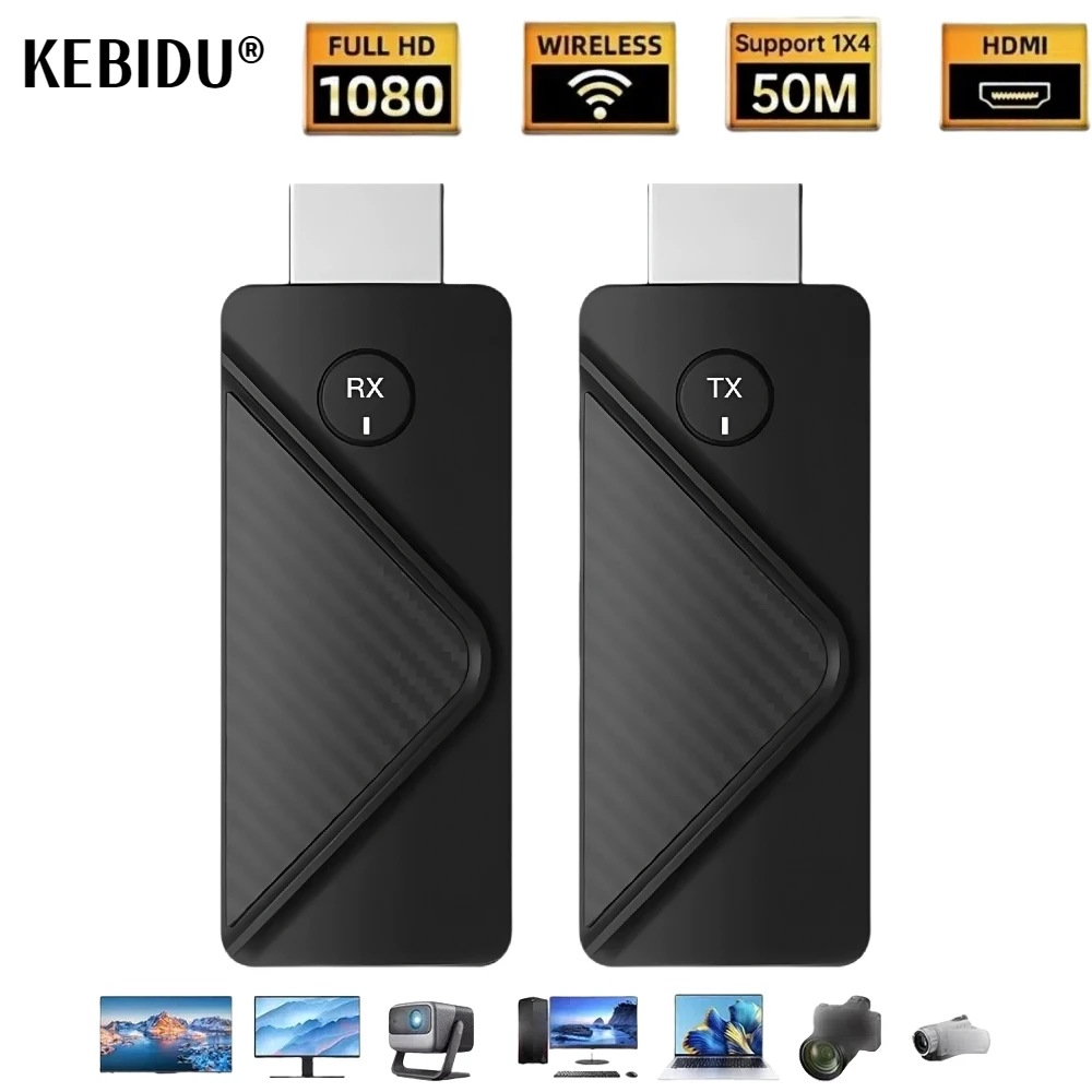 

Wireless HDMI Transmission 50M Video and Receiver Extender Kit TV Stick Dongle Adapter Cable Screen Mirror for Camera PC To TV